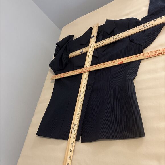 Signature Larry Levine Suit Blazer Women's Size 14 Black Pinstripe Notch Lapel - Picture 9 of 11